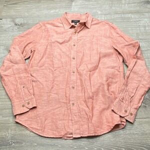 Banana Republic Button Down Shirt Mens M Salmon Slim Linen-Blend Casual Summer